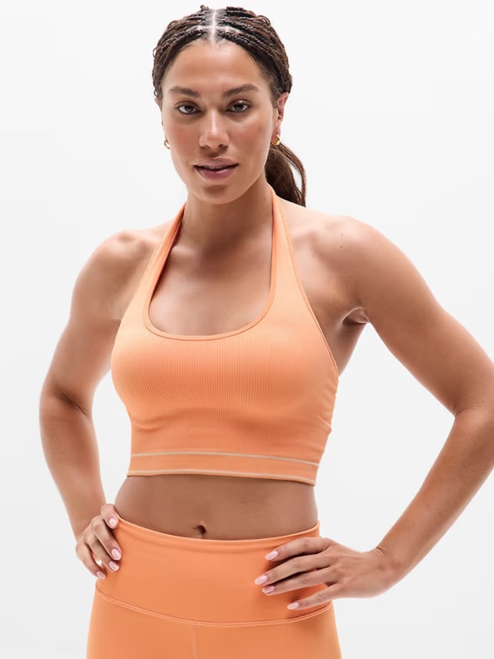 Athleta Recharge Seamless Halter Top, Papaya, Size L